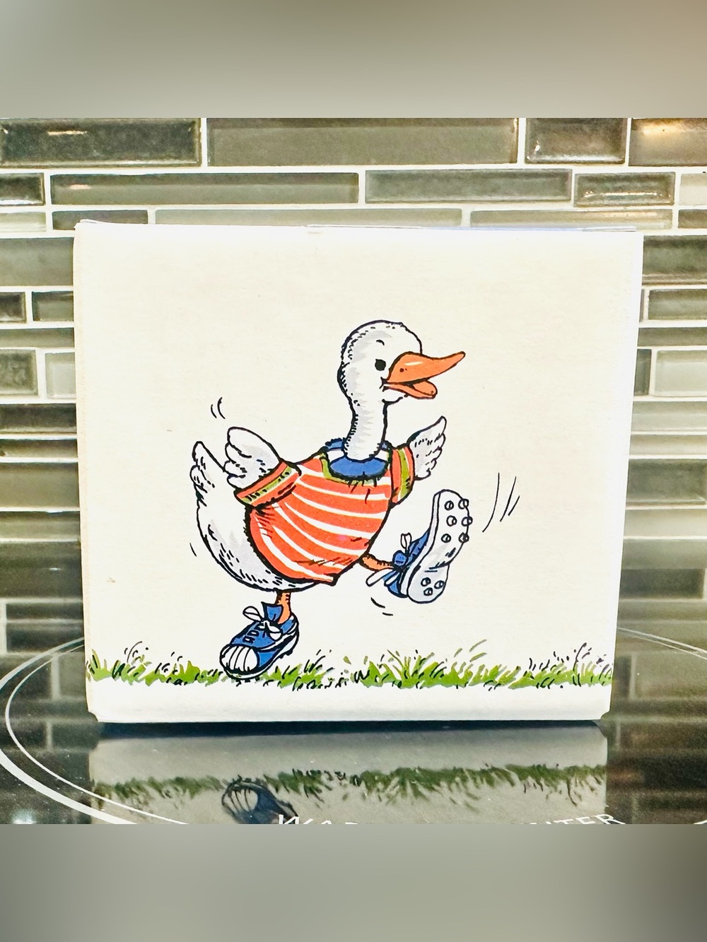VTG Ceramic Goose/Duck Soccer Player 12oz Coffee Mug original Box Japan